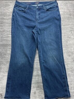 NYDJ Dark Blue Wide Leg Button-Cuff Jeans